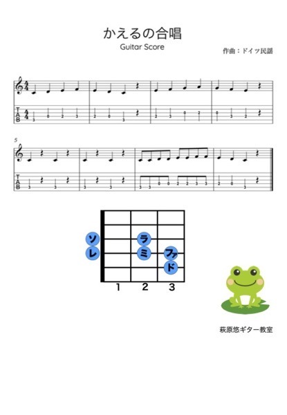 【TAB譜&動画】かえるの合唱をギターで弾いてみよう！【超初心者ギタリスト向け】